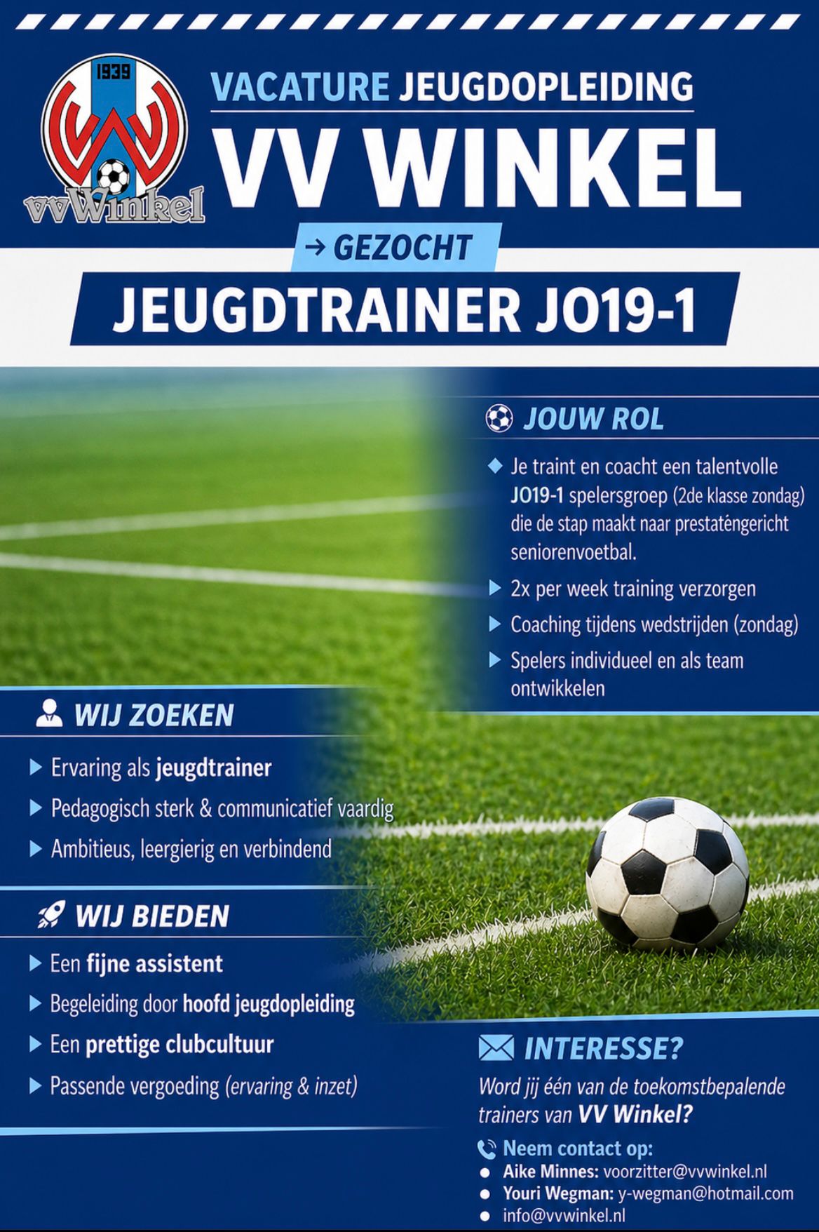 Vacature Jeugdopleiding vv Winkel